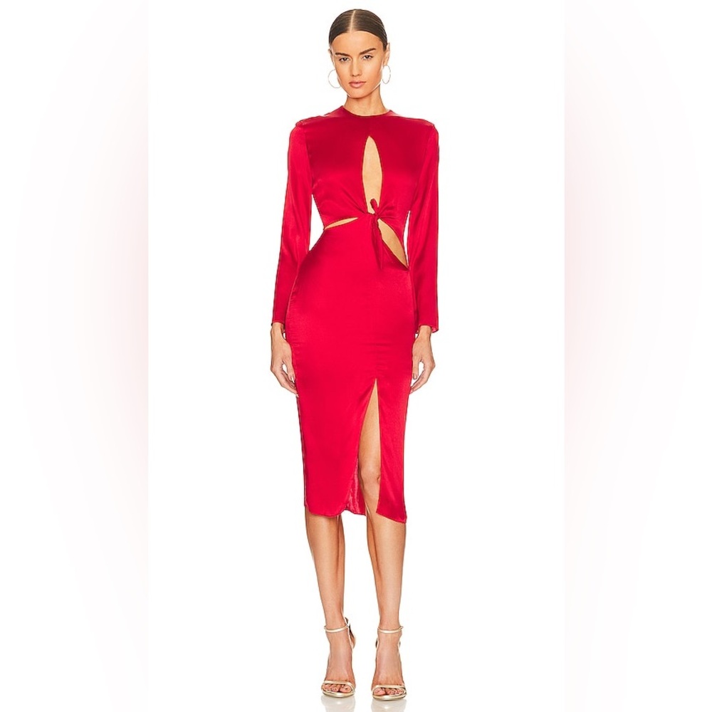 MOTHER OF ALL Silk Rose Midi  Dress in Black NWT